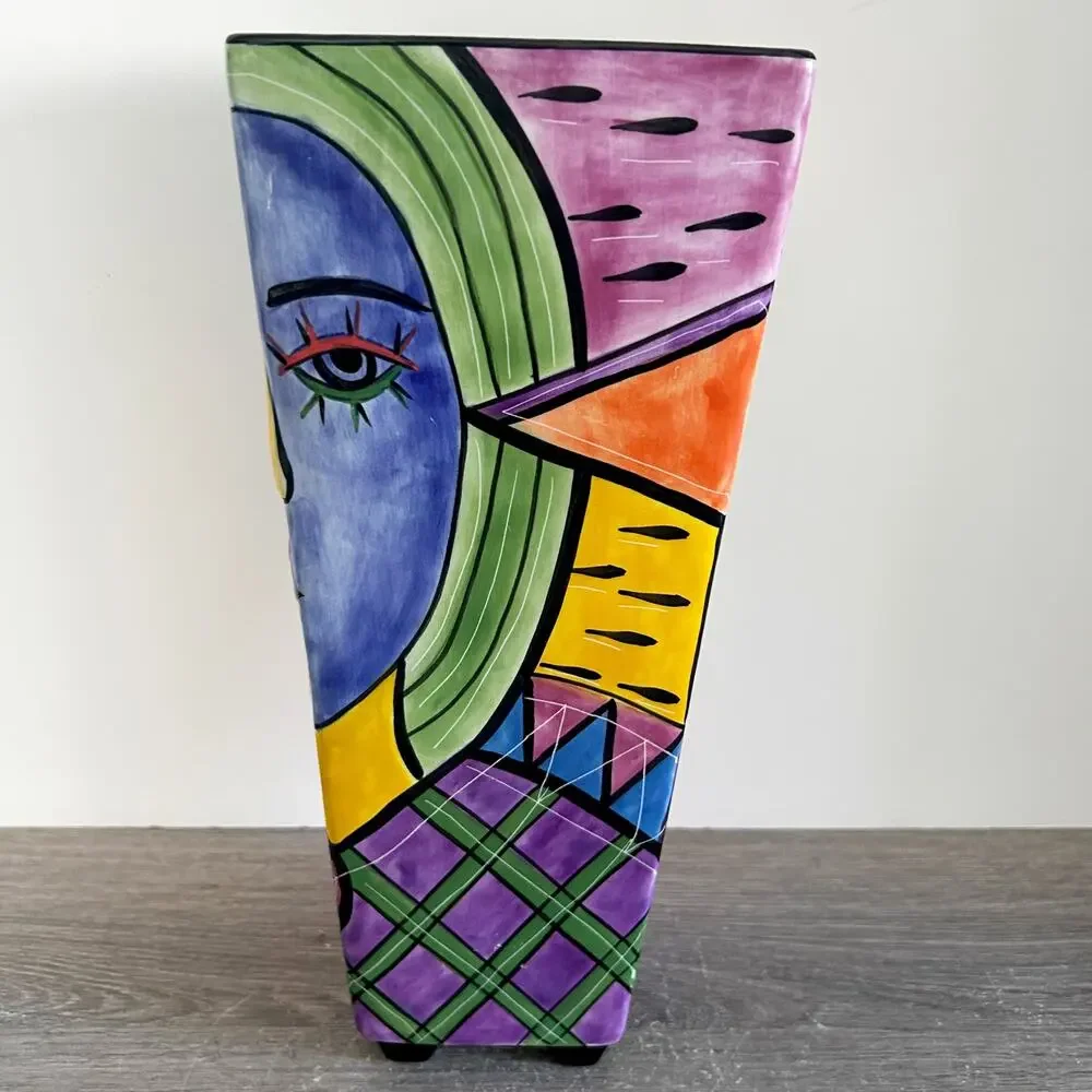 Muzeum Picasso Style Cubism Abstract Face Memphis Art Pottery Ceramic 13